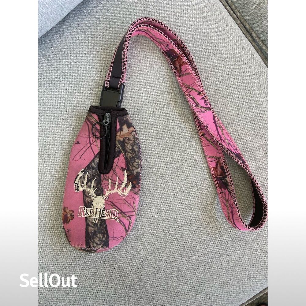 Red Head Pink Camouflage Bottle Neck Coolie Koozie